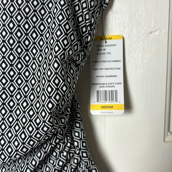 DKNY Black and White One Piece Swimsuit size medium - Picture 3 of 9